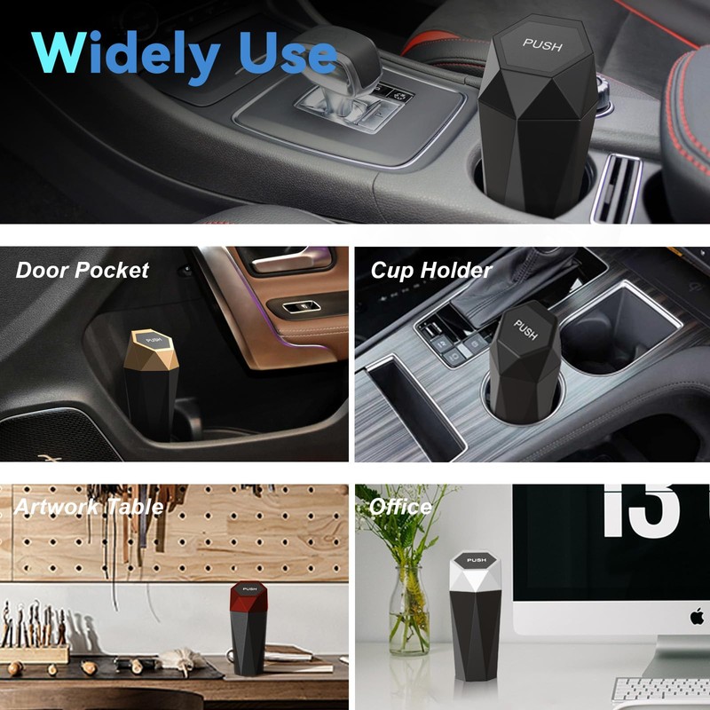 SINSEN Car Trash Can, Garbage Bin Mini Trashcan, Interior Automotive