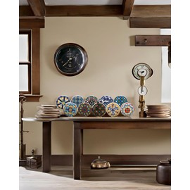 Craft Trade Knobs for Cabinets and Drawers Assorted Blue Mandala Vintage Ceramic Door Knob Kitchen Furniture Pull Handles Cupboard for Wardrobe Home Interior Décor - Pack of 10