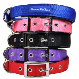 Downtown Pet Supply Deluxe Adjustable Thick Dog Collar, (Blue, Red, Black, Purple, Pink - Small, Medium, Large, or X-Large)