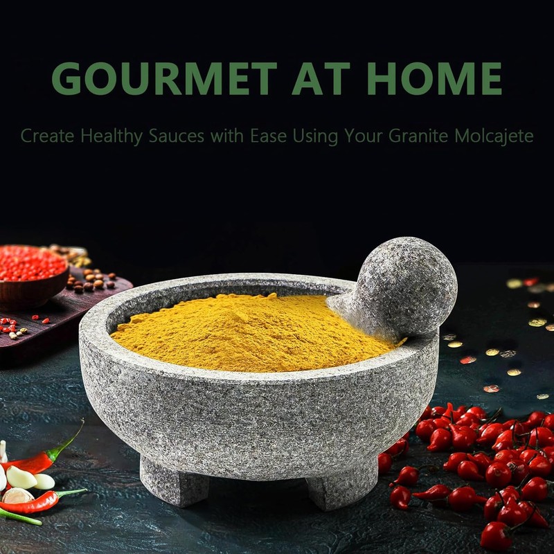 Luvan Large Mortar and Pestle Set,4 Cups Unpolished Granite Natural