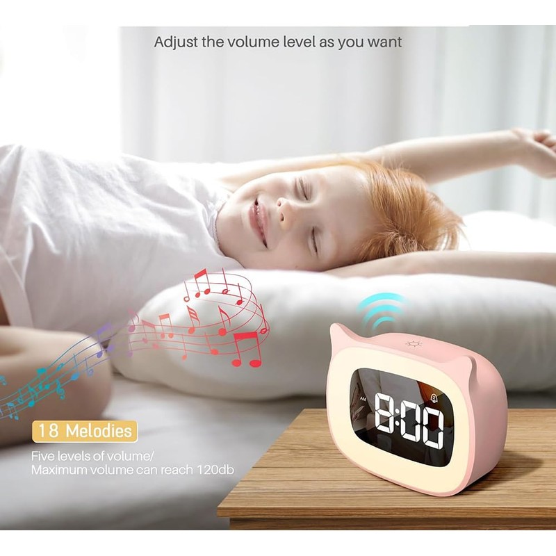 Roysamrt Digital Children's Alarm Clock with Light, Digital Alarm Clock,