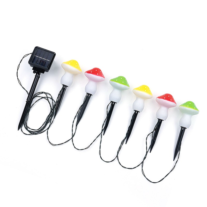 6PCS Solar Mushroom String Lights IP65 Waterproof LED Outdoor Mushroom