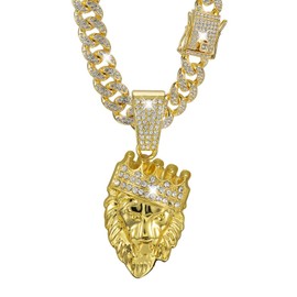 LCWLJL Hip-hop Cuban Chain, Rhinestone Pendant Necklace Jewelry For Men，Men's Fashion Jewelry，Women's Jewelry, Large, Acrylic, Diamond