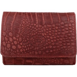Womens Crocodile Design Tri-Fold RFID Protected Wallet/Purse/Holder - Dark Red
