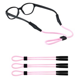 fusanwin Kids Glasses Strap - Sunglasses Straps Rope for Boys, Girls and Toddler - Adjustable Eyeglass Holders Around Neck - Eyeglasses Strap Eyewear cords String Lanyard Chain Retainer - 3Pcs (Pink)