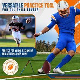 Trailblaze True Strike Pro Football Kicking Tee - Ultimate Football Tee Compatible with All Ball Sizes, Bonus Goal Kicking Tracker, Field Goal Football Holder (Red, White & Blue Stars)