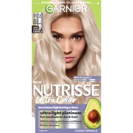 Garnier Hair Color Nutrisse Ultra Color Nourishing Creme, PL2 Ultra Light Platinum (Mascarpone Crème) Permanent Hair Dye, 1 Count (Packaging May Vary)