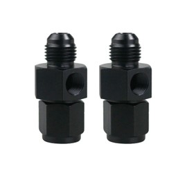 6AN Male Flare to -6 Female Swivel with 1/8 NPT Gauge Port Fuel Pressure Take Off Fitting Adapter Aluminum, Pack of 2