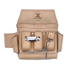 Zeluga 20-169 6 Pocket Leather Electrician Tool Pouch, Natural