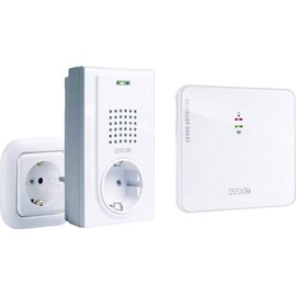 m-e Bell FG-12 geräuschaktive Türklingel Weiterleitung, Türklingel Erweiterung mit Funkempfänger mit Lichtsignal, Drahtlose Klingelweiterleitung für bestehendes Klingelsystem