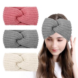 WUMZIRA Women's Winter Knitted Headband, Headband, Girls Headband, Children's Girls, Headbands, Knitted Hair Band, Ear Warmers, Elastic, Autumn and Winter, Versatile Headband, Women, Pack of 3