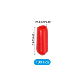 PATIKIL Round Rubber End Caps 4.5mm ID, 100 Pcs Rubber Bolt Covers Caps Vinyl Rubber Flexible Screw Thread Protectors for Metal Tube Rod Bolts, Red