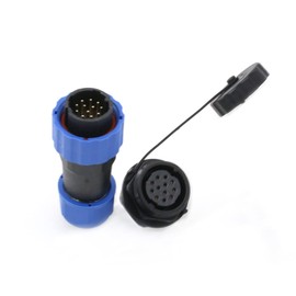 SD20 Waterproof Connector IP68 Circular LED Power Cable Plug Socket Wire Electric Panel Mount Solder Connector (Back Nut, 12Pin 5A)