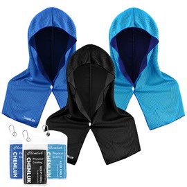 3 Packs Cooling Hoodie Towels for Neck and Face, UPF 50 Protection Instant Cooling Towel for Hot Weather, Lightweight Quick Dry Cool Towels for Gym, Workout, Baseball, Golf, Sports, Camping, Travel