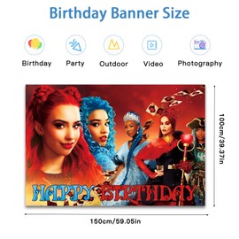 Cartoon Theme Party Backdrop, Kid's Birthday Party Decorations Backdrop, Happy Birthday Banner Photography Background, Red Birthday Sign Poster For Girls And Boys Birthday Party (5 * 3FT)