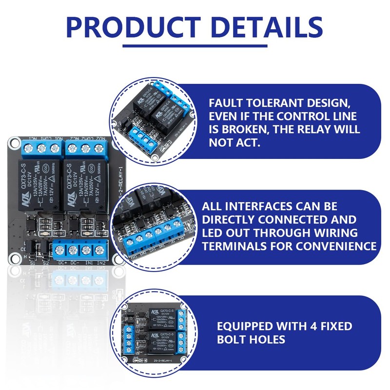 Innfeeltech 1 x DC 12 V relay module 2 channel