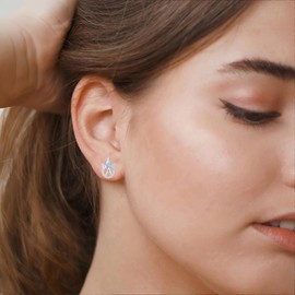 Unicorn Sterling Silver Initial A Earrings for Girls Women - Hypoallergenic 14K White Gold Plated Letter Unicorn Earrings for Little Girls Kids Unicorn Gifts