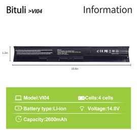 Bituli VI04 Notebook Battery for HP Spare 756743-001 756478-851 756744-001 756478-421 756478-422 VI04041 VI04XL VI04041-CL HSTNN-LB6I HSTNN-C82C ProBook 450 G2 Pavilion 15-P226NR 15-P213CL
