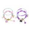 FourFine 4pcs Cute Couples Bracelets Keychains Set Elastic Stretch Lovely