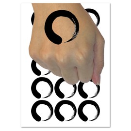 Enso Zen Buddhism Infinity Circle Temporary Tattoo Water Resistant Fake Body Art Set Collection - 54 1" Tattoos (1 Sheet)