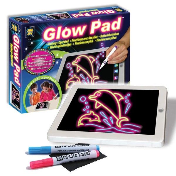 AMAV Glow Pad - Portable Hi-Tech Drawing Board For Kids Toy Tablet-Size with 7 Interchanging Blinking Colorful Lights. Children’S Light Up Coloring Board, Arts & Crafts Set