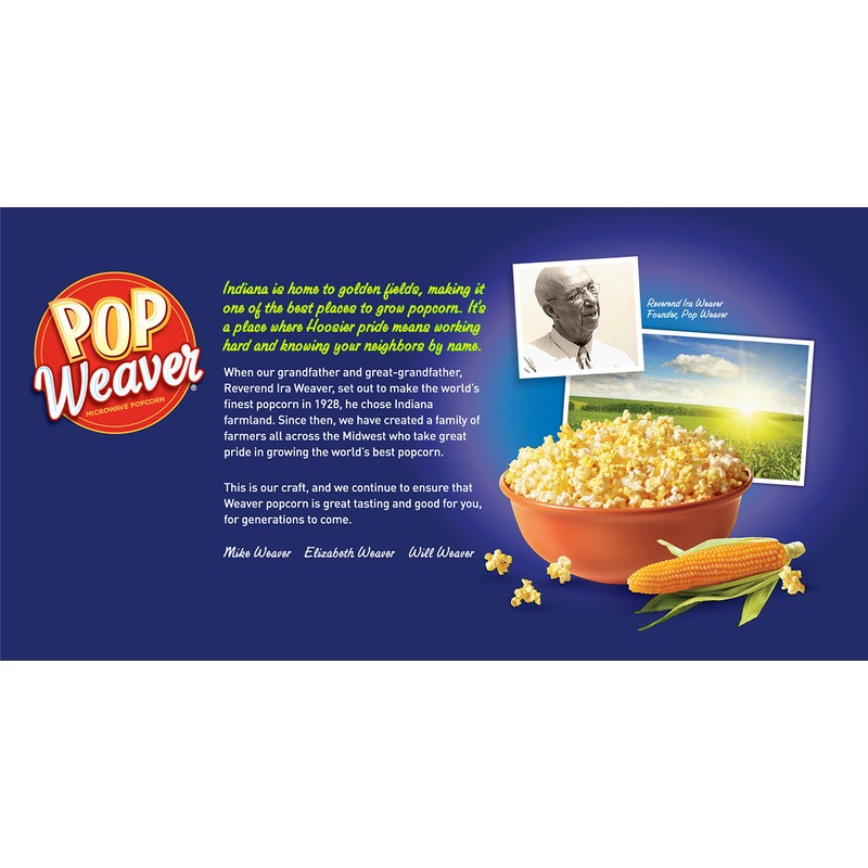 Pop Weaver Microwave Popcorn, Extra Butter, 22 Bags per Box…