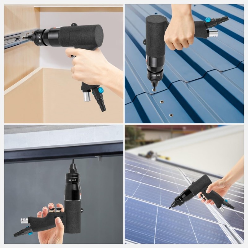AGULIUM Pneumatic Rivet Nut Gun with 4 Gun Heads(M5 M6
