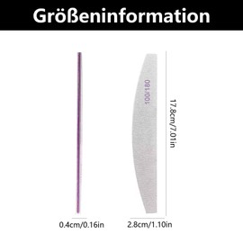 Pack of 6 Nail Files 100/180, Nail Files for Gel Nails, Nail File, Nail Files, Double-Sided, Reusable Double-Sided Nail File, for Nail Salons, DIY Nail Art, Home