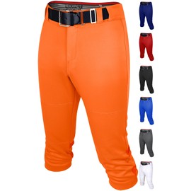 Exxact Sports Zipper Softball Pants for Women - Elastic Bottom Womens Softball Pants with Mesh Panels (Orange, Adult Medium)