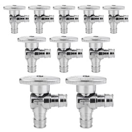 (Pack of 10) EFIELD 1/4 Turn Angle Stop Valve Pex-A Cold Expansion 1/2" Pex X 1/2" Pex Chrome Plated Brass, ASTM F1960
