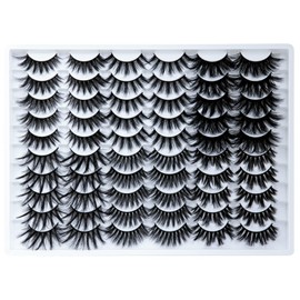 False Eyelashes Reusable 3D Faux Mink Lashes Fluffy Thick Natural Look Fake Eyelashes Handmade Wispy Soft Long Dramatic Eyelashes for Eye Makeup Eyelashes Extension (6 Styles 30 Pairs)