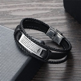 Bracelets Stainless Steel Faux Leather Bracelet Birthday Gift for Daughter Son Girls Women Boys Men, Metal