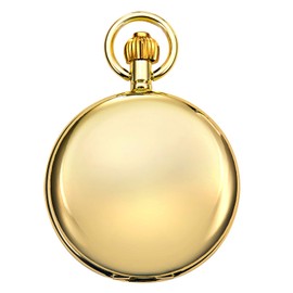 TREEWETO Men's Pocket Watches Smooth Golden Antique Mechanical Pocket Watch for Men Women with Chain