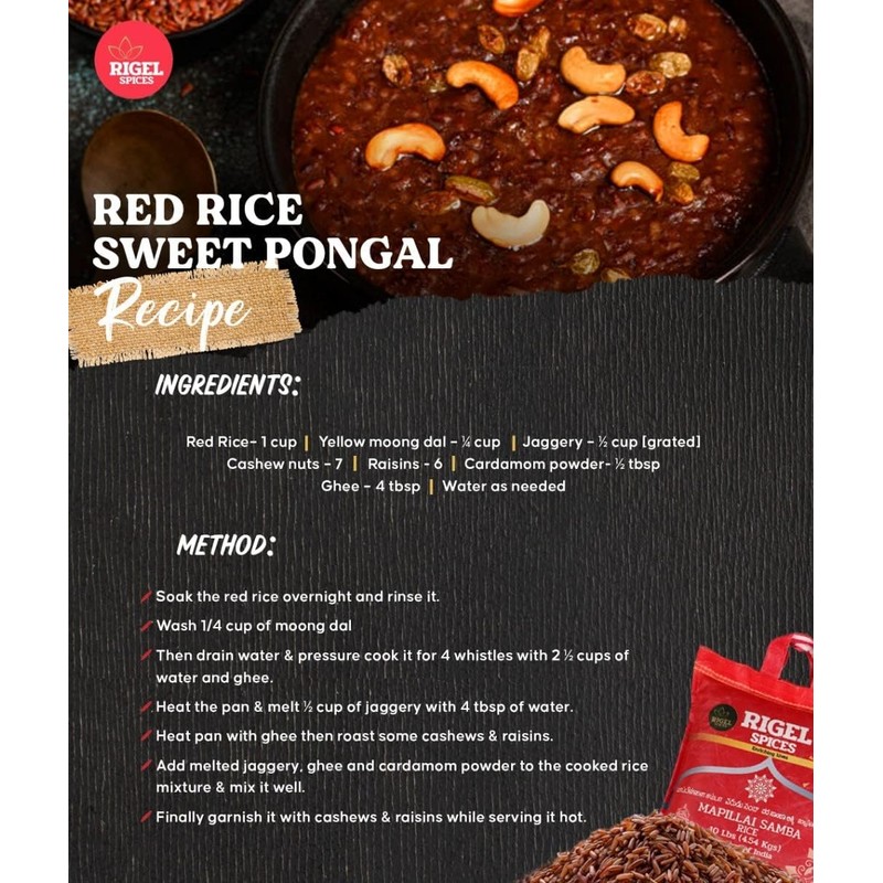 Rigel Spices | Mappillai Samba Red Rice | 12+ MONTHS