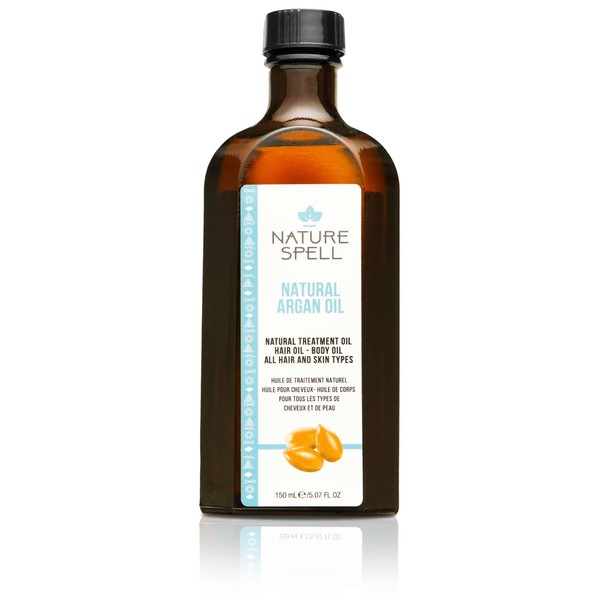 Nature Spell Moroccan Argan Treatment Oil for Hair and Body 150ml Reduces Hair Breakage and Split Ends for Your Hair Helps Eliminate the Appearance of Age Spots and Scars for Your Skin.