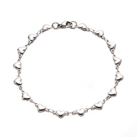 Pulsera Corazones Acero Inoxidable Dorado Y Plateado (Plateado)