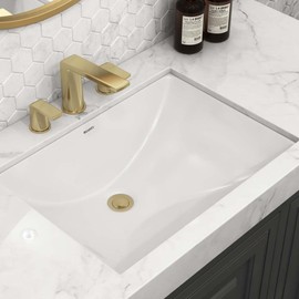 Ruvati 21 x 14 inch Undermount Bathroom Vanity Sink White Rectangular Porcelain Ceramic with Overflow - RVB0721