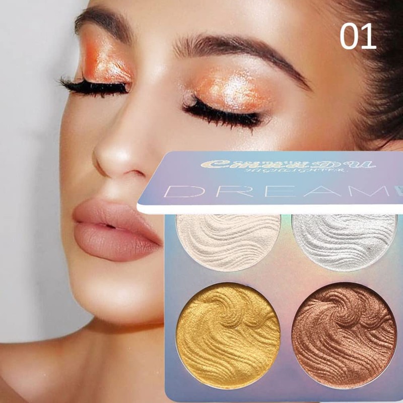 Mysense 4 Colors Shimmer Highlight Makeup Contour Palette,Shimmer Blush &