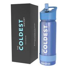 Coldest Insulated Water Bottle with Straw Lid - Stainless Steel Metal Insulated Bottle for Men & Women (Galactic Blue Glitter, 18 oz)