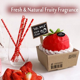 Solid Balm Solid Perfume, 3D Strawberry Lemon Pear Apple Shaped Aromatherapy, Portable Pocket Balm Perfume, Perfect for Travel Use Natural Fragrance Parfum for Men and Women (4.2 Oz, Strawberry)