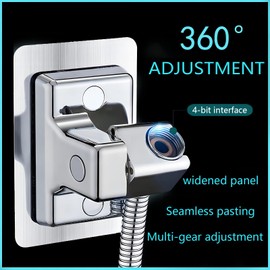 DASITON Handheld Shower Head Holder Wall Mount,Bathroom Adjustable Strong Adhesive Shower Wand Holder,No Drilling Wall and Waterproof Mount Bracket,Universal Shower Bracket(Silver)