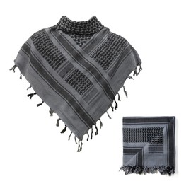 Cotton Shemagh Tactical Military Scarf Palestine Scarf Keffiyeh Head Neck Wrap for Men & Women + Paper Bag (Grey)