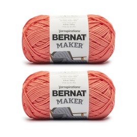 Bernat Maker Coral Yarn - 2 Pack of 250 g / 8.8 oz - 75% Cotton 25% Nylon - #5 Bulky - 290m /317Yards - for Knitting, Crochet and Amigurumi