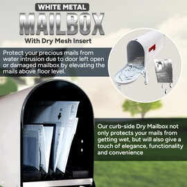 DRYMAIL - Outdoor Metal Mailbox with Insert to Keep Mail Dry | Weatherproof Mailbox for Outside | USPS Approved - White