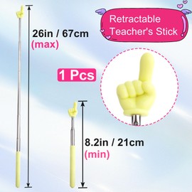 Pndeyo Retractable Teacher Pointers, Mini Portable Finger Pointer Stick, Cute Pointing Finger Stick Teach Supplies for Classroom Reading- Yellow