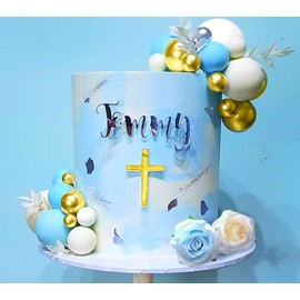 JeVenis - Decoración de pastel de bautismo azul para decoración de tartas, decoración de tartas, decoración de bautismo, regalos de fiesta, bautizo, suministros de fiesta, bautizo, decoración de fiesta para niño