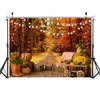 LYCGS 7X5FT Autumn Scenery Deciduous Backdrop Thanksgiving Background Pumpkin Harvest