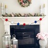 MUWEOL Wood Bead Garland for Mantel Red White Blue Felt