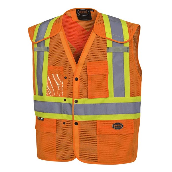 Pioneer V102195A-L/XL Hi-Viz Drop Shoulder Safety Vest with Snaps, Hi-Viz