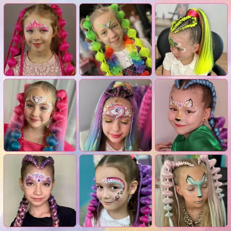 Tizas para Cabello 8 Colores Temporales Lavables No Pegajosas